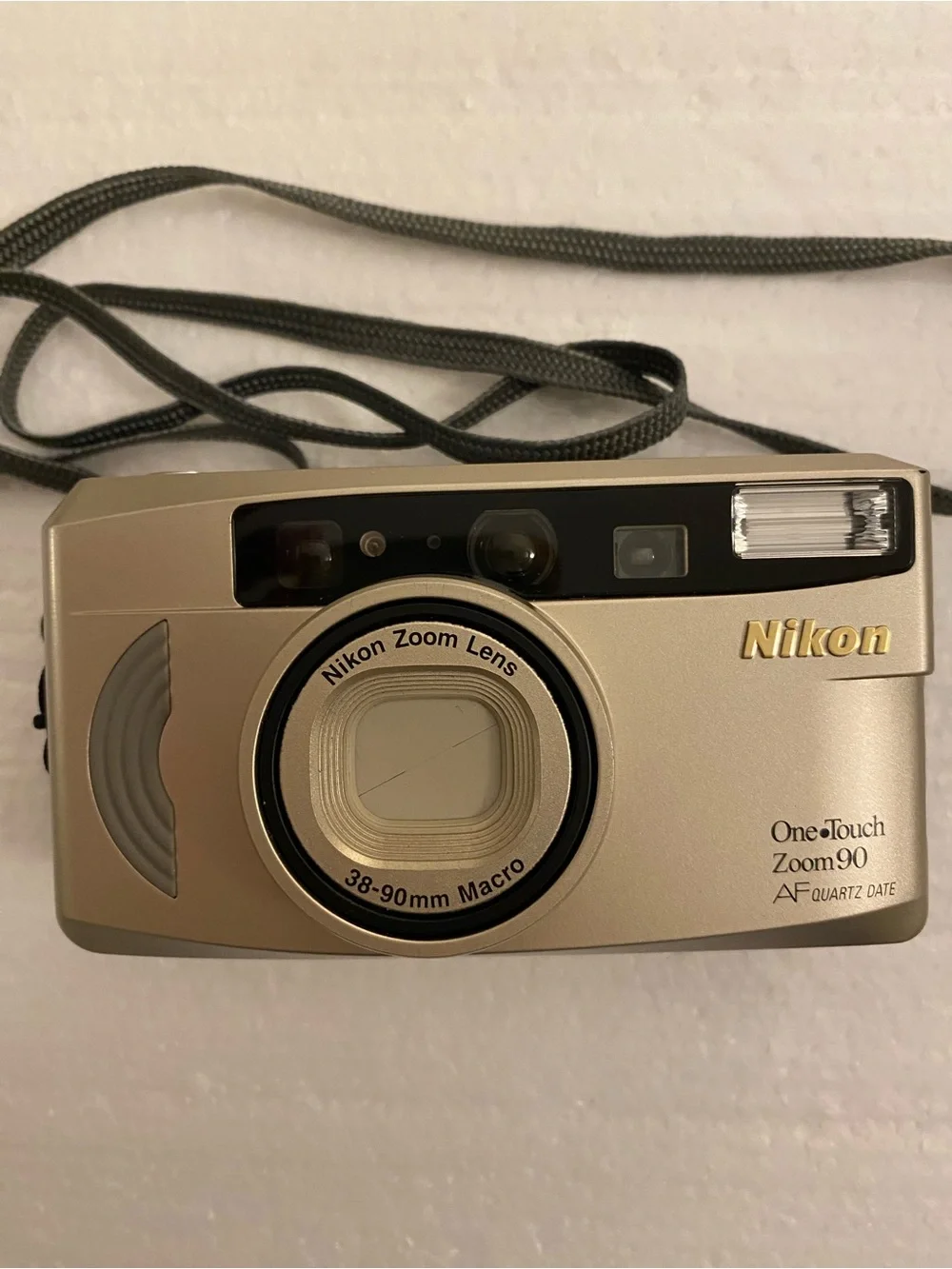 Vintage Nikon One-Touch Zoom90 AF Quartz Date Compact Film Camera - Gold 38-90mm